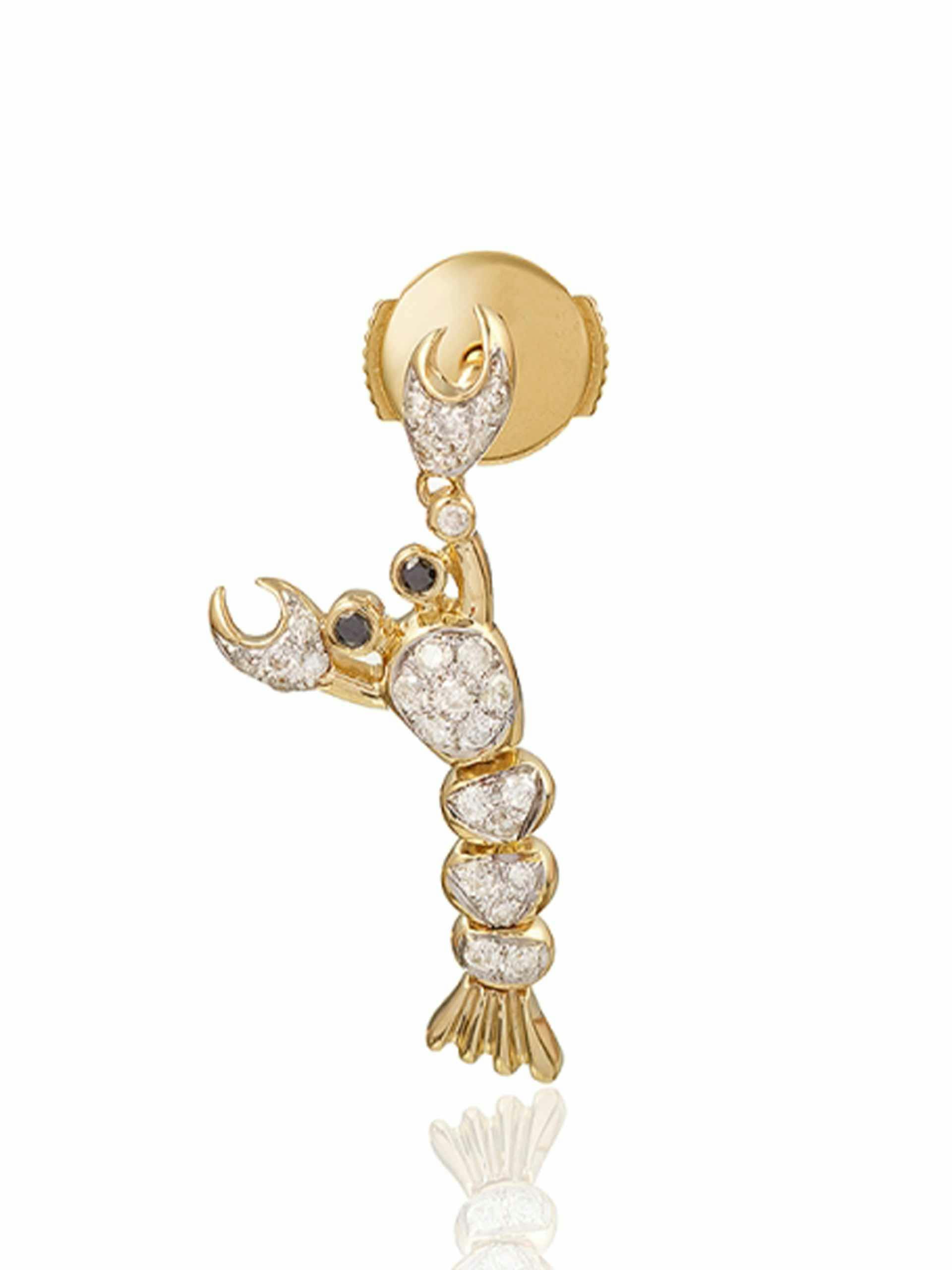 Gold and diamond earring