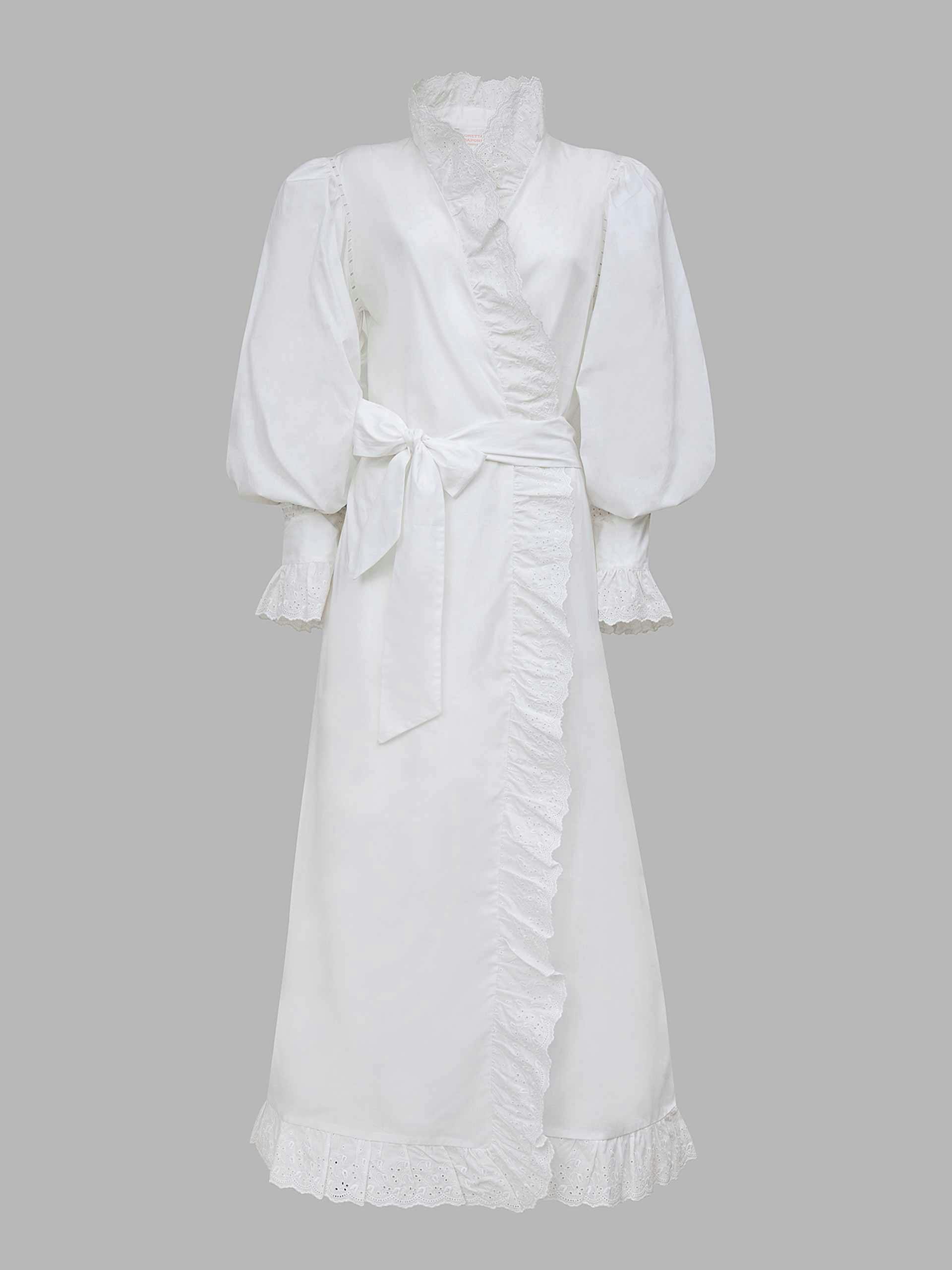 White ruffled wrap dress